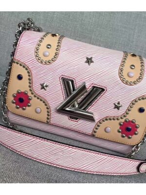 Louis Vuitton Replica Epi Leather Patches & Studs Twist MM Bag Pink 2017