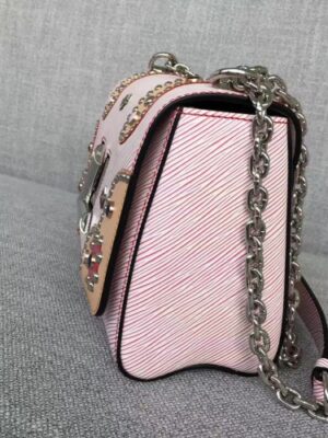 Louis Vuitton Replica Epi Leather Patches & Studs Twist MM Bag Pink 2017