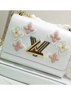 Louis Vuitton Replica Epi Leather and Studded Twist MM Bag White 2019