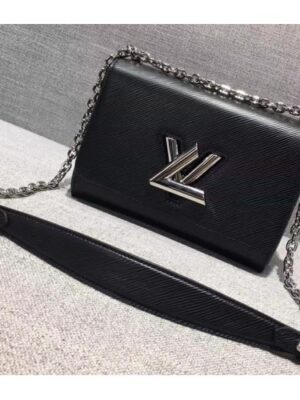 Louis Vuitton Replica Epi Smooth Leather Twist Shoulder Bag MM Black 2017