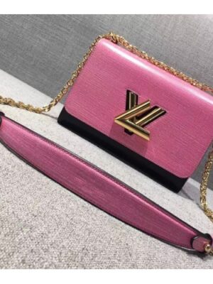 Louis Vuitton Replica Epi Smooth Leather Twist Shoulder Bag MM Pink/Black 2017