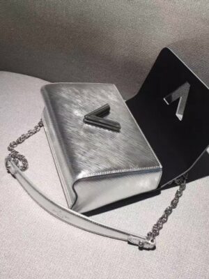 Louis Vuitton Replica Epi Smooth Leather Twist Shoulder Bag MM Sliver 2017