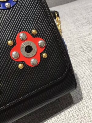 Louis Vuitton Replica Flower Embellished Epi Twist MM Bag Black