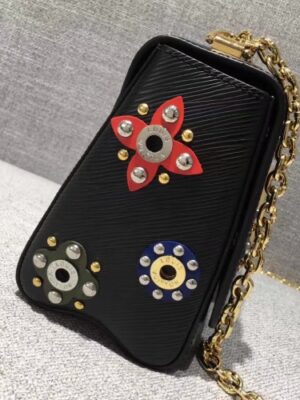 Louis Vuitton Replica Flower Embellished Epi Twist MM Bag Black