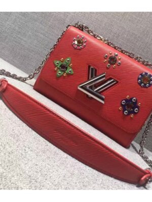 Louis Vuitton Replica Flower Embellished Epi Twist MM Bag Red