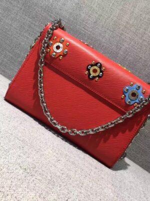 Louis Vuitton Replica Flower Embellished Epi Twist MM Bag Red