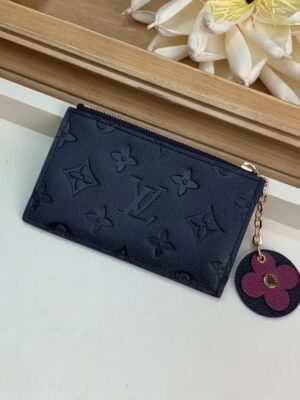 Louis Vuitton Replica Flower Monogram Empreinte Zipped Card Holder M68338 Black 2019