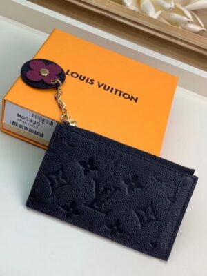 Louis Vuitton Replica Flower Monogram Empreinte Zipped Card Holder M68338 Black 2019