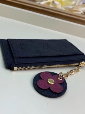 Louis Vuitton Replica Flower Monogram Empreinte Zipped Card Holder M68338 Black 2019