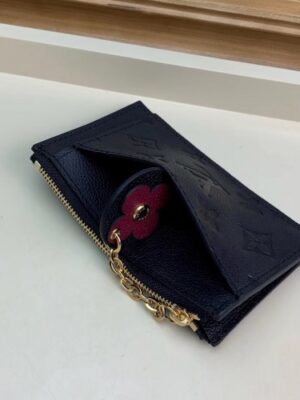 Louis Vuitton Replica Flower Monogram Empreinte Zipped Card Holder M68338 Black 2019