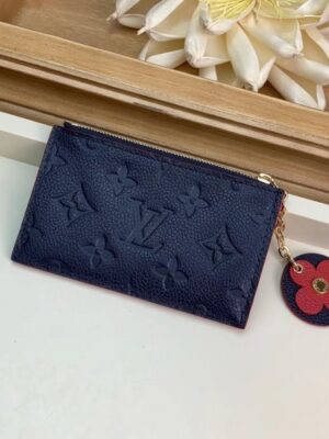 Louis Vuitton Replica Flower Monogram Empreinte Zipped Card Holder M68338 Navy Blue 2019