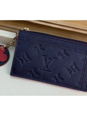 Louis Vuitton Replica Flower Monogram Empreinte Zipped Card Holder M68338 Navy Blue 2019