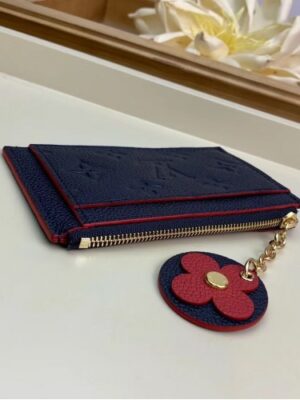 Louis Vuitton Replica Flower Monogram Empreinte Zipped Card Holder M68338 Navy Blue 2019