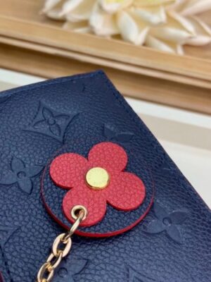 Louis Vuitton Replica Flower Monogram Empreinte Zipped Card Holder M68338 Navy Blue 2019