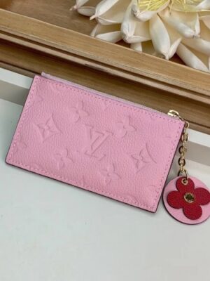 Louis Vuitton Replica Flower Monogram Empreinte Zipped Card Holder M68338 Pink 2019