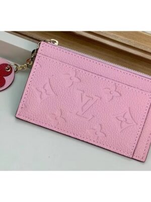 Louis Vuitton Replica Flower Monogram Empreinte Zipped Card Holder M68338 Pink 2019