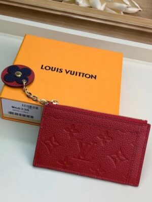 Louis Vuitton Replica Flower Monogram Empreinte Zipped Card Holder M68338 Red 2019