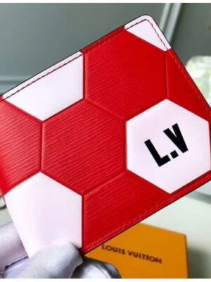 Louis Vuitton Replica Football Print Short Wallet M63228 Red/White 2018