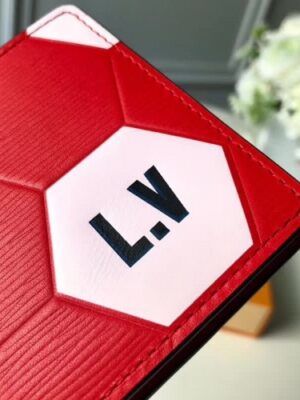 Louis Vuitton Replica Football Print Short Wallet M63228 Red/White 2018