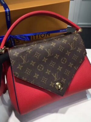 Louis Vuitton Replica Grained Calfskin Double V Handbag M54624 Rubis 2017