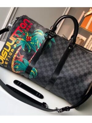 Louis Vuitton Replica Keepall 45 Bag Damier Cobalt Canvas N50002 Jungle Palm Tree 2018