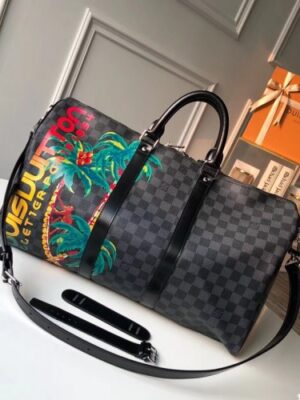 Louis Vuitton Replica Keepall 45 Bag Damier Cobalt Canvas N50002 Jungle Palm Tree 2018