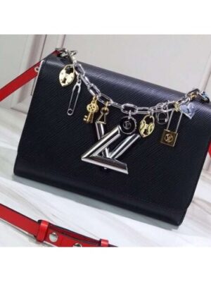 Louis Vuitton Replica LV Replica Love Lock Charms Epi Leather Twist MM Bag M52894 Noir 2019