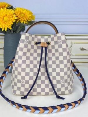 Louis Vuitton Replica LV Replica NeoNoe MM N50042 Damier Azur with Blue Braided Strap