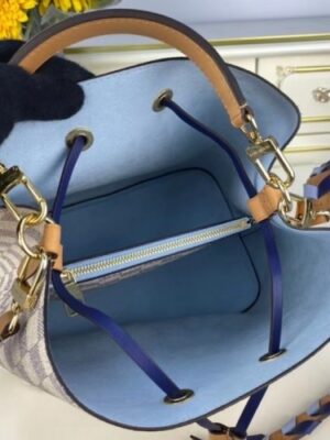 Louis Vuitton Replica LV Replica NeoNoe MM N50042 Damier Azur with Blue Braided Strap