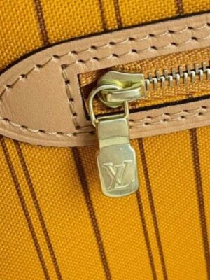 Louis Vuitton Replica LV Replica Neverfull MM N50047 Damier Azur with Pink Braided Strap