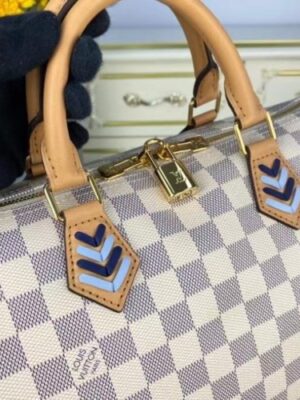 Louis Vuitton Replica LV Replica Speedy Bandoulière 30 N50054 Damier Azur with Blue Braided Strap