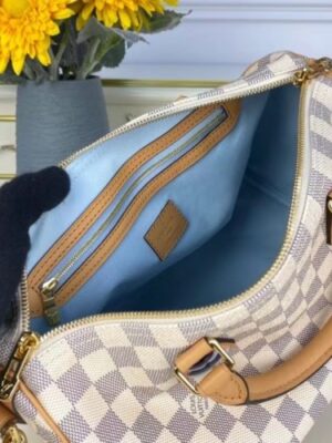 Louis Vuitton Replica LV Replica Speedy Bandoulière 30 N50054 Damier Azur with Blue Braided Strap