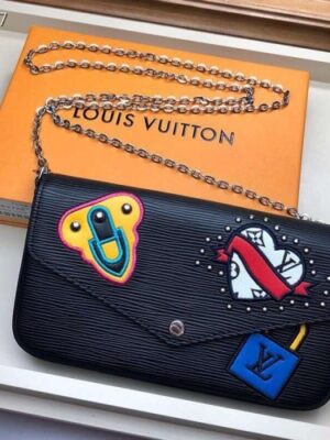 Louis Vuitton Replica LV Replica Stories Epi Leather Pochette Félicie Bag M63726 Black 2019