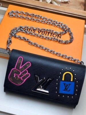 Louis Vuitton Replica LV Replica Stories Epi Leather Twist Chain Wallet M63320 Black 2019