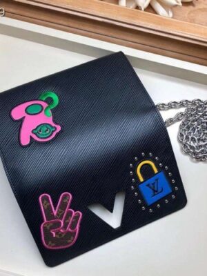 Louis Vuitton Replica LV Replica Stories Epi Leather Twist Chain Wallet M63320 Black 2019