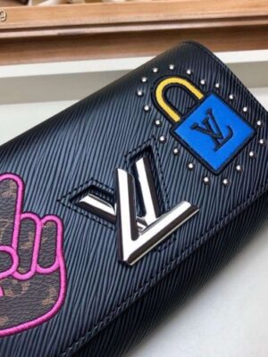 Louis Vuitton Replica LV Replica Stories Epi Leather Twist Chain Wallet M63320 Black 2019