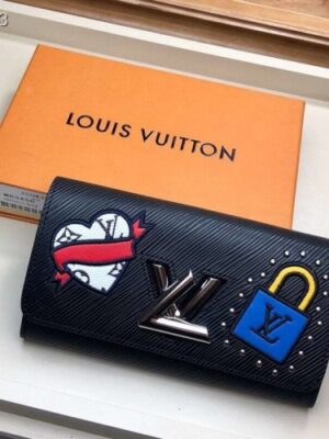 Louis Vuitton Replica LV Replica Stories Epi Leather Twist Wallet M63456 Black 2019