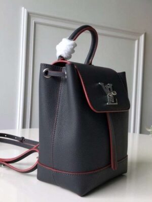 Louis Vuitton Replica Lockme Backpack Mini M54573 BLACK WITH RED PIPING