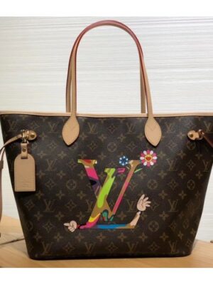 Louis Vuitton Replica Logo Print Monogram Canvas Neverfull MM Tote Bag 2019