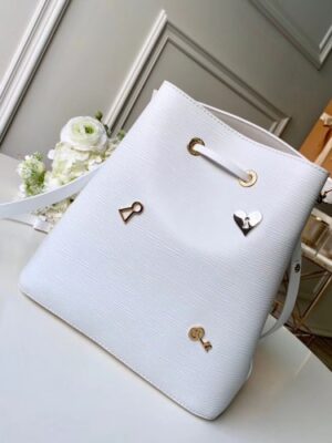 Louis Vuitton Replica Love Lock Epi Leather NeoNoe Bucket Bag M53238 White