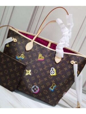 Louis Vuitton Replica Love Lock Monogram Canvas Neverfull MM Tote Bag M44364 2019