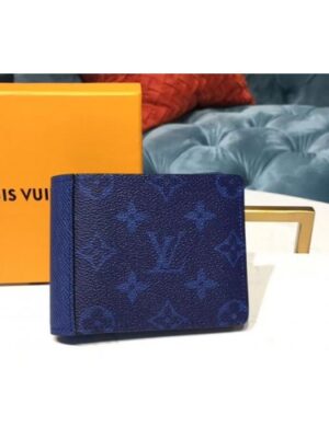 Louis Vuitton Replica M30299 LV Replica Multiple Wallet Monogram Canvas and Taiga Leather Blue