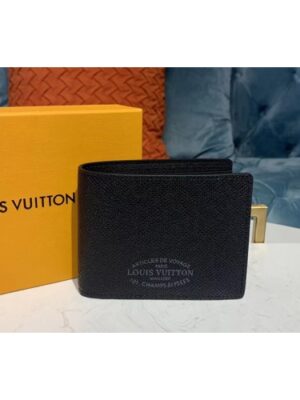 Louis Vuitton Replica M30380 LV Replica Multiple Wallet Navy Black Taiga leather