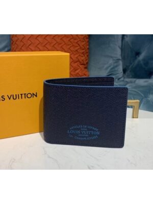 Louis Vuitton Replica M30381 LV Replica Multiple Wallet Navy Blue Taiga leather