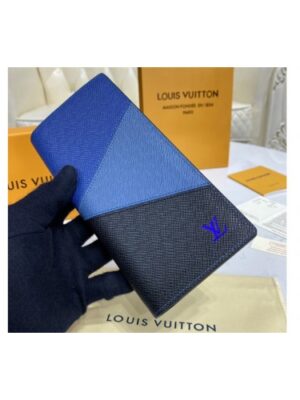 Louis Vuitton Replica M30713 LV Replica Brazza wallet in Blue monochrome Taiga leather