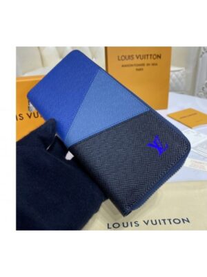 Louis Vuitton Replica M30731 LV Replica Zippy Vertical wallet in Blue monochrome Taiga leather