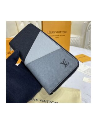 Louis Vuitton Replica M30731 LV Replica Zippy Vertical wallet in Gray monochrome Taiga leather