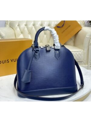 Louis Vuitton Replica M40302 LV Replica Alma PM handbag in Blue Epi Leather