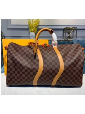 Louis Vuitton Replica M44474 LV Replica Keepall Bandouliere 50 Bags Damier Ebene Canvas