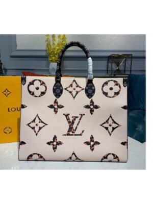 Louis Vuitton Replica M44675 LV Replica Onthego tote bags Ivory and Havana Beige Monogram Canvas